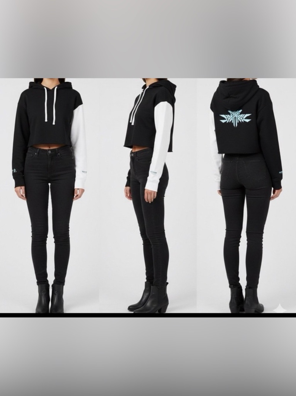 Club Fantasy "ELEVATE" Two-Tone Cropped Hoodie